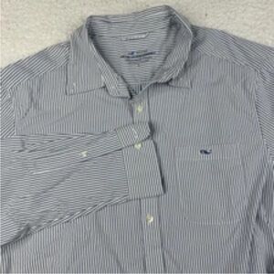 Vineyard Vines Shirt Mens Large Button Down OTG Performance Cooling Blue Striped